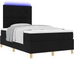 VidaXL Κρεβάτι με βαφείο & LED Μαύρο 120x190 εκ. Ύφασμα
