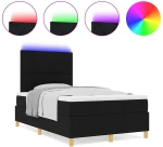 VidaXL Κρεβάτι με βαφείο & LED Μαύρο 120x190 εκ. Ύφασμα