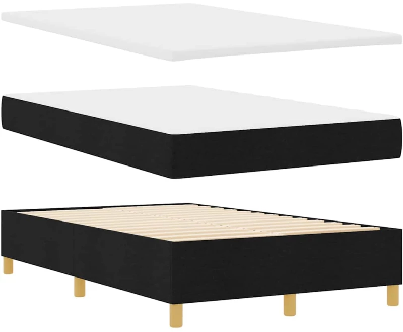 VidaXL Κρεβάτι με βαφείο & LED Μαύρο 120x190 εκ. Ύφασμα