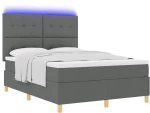 vidaXL Κρεβάτι Box Spring με Στρώμα & LED Σκούρο Γκρι 140x190 εκ. Ύφασμα
