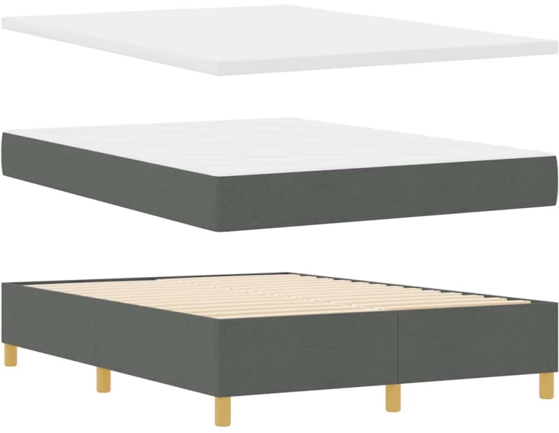vidaXL Κρεβάτι Box Spring με Στρώμα & LED Σκούρο Γκρι 140x190 εκ. Ύφασμα