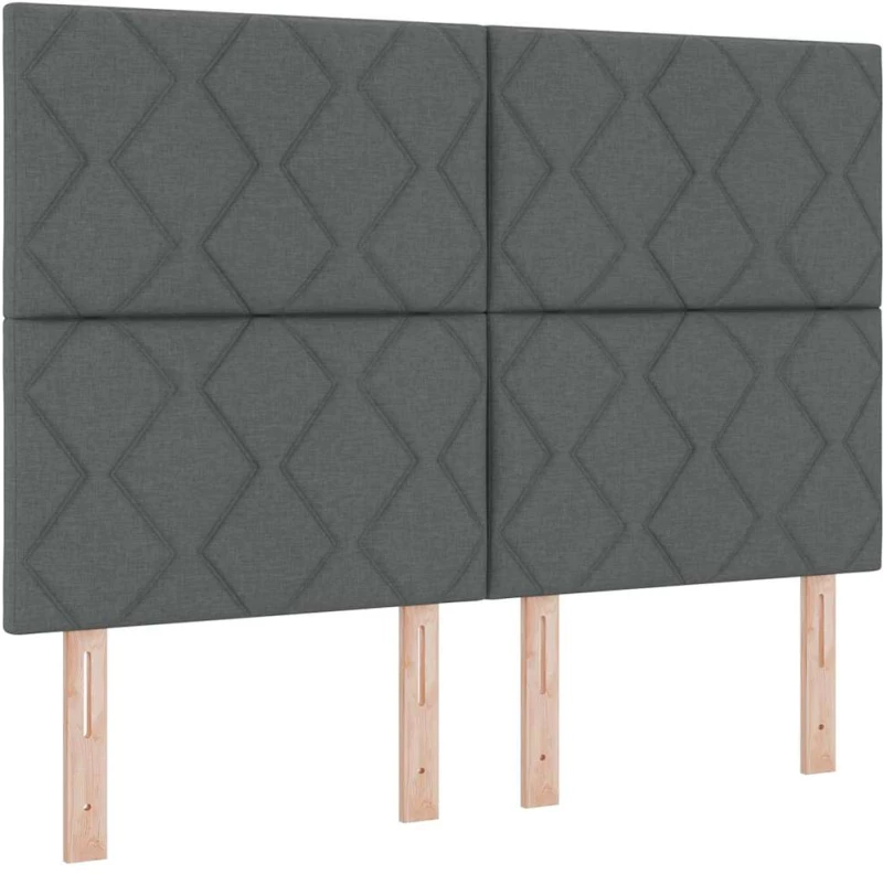 vidaXL Box Spring Bed με Στρώμα & LED Σκούρο Γκρι 160x200 εκ. Υφασμάτινο