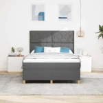 vidaXL Box Spring Bed με Στρώμα & LED Σκούρο Γκρι 160x200 εκ. Υφασμάτινο