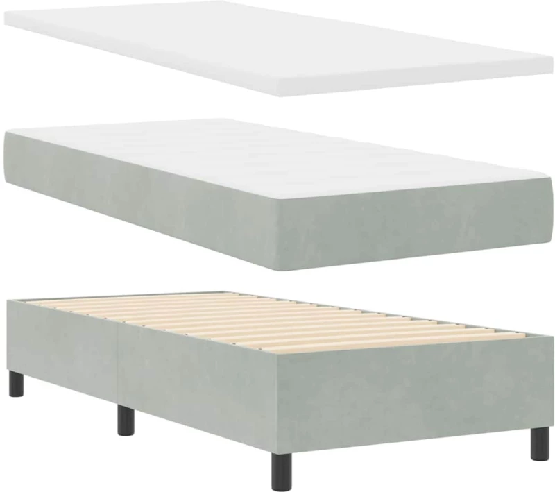 Κρεβάτι Box Spring vidaXL με στρώμα και LED Ανοιχτό γκρι 80x200 εκ. Βελούδο