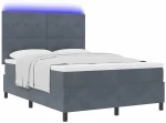 vidaXL Κρεβάτι με Στρώμα & LED Σκούρο Γκρι 140x200 cm Βελούδο