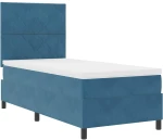 Κρεβάτι Box Spring vidaXL με στρώμα & LED Σκούρο Μπλε 100x200 εκ Βελούδο