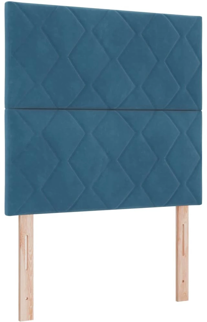 Κρεβάτι Box Spring vidaXL με στρώμα & LED Σκούρο Μπλε 100x200 εκ Βελούδο