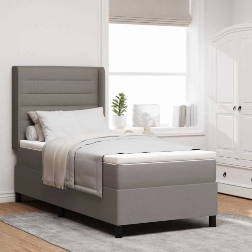 Kρεβάτι Box Spring vidaXL με στρώμα & LED Ταμπά 90x190 εκ. Υφάσματος