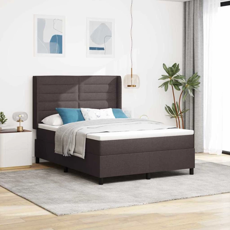 vidaXL Κρεβάτι με ελατήρια και στρώμα & LED καφέ 160x200 cm ύφασμα