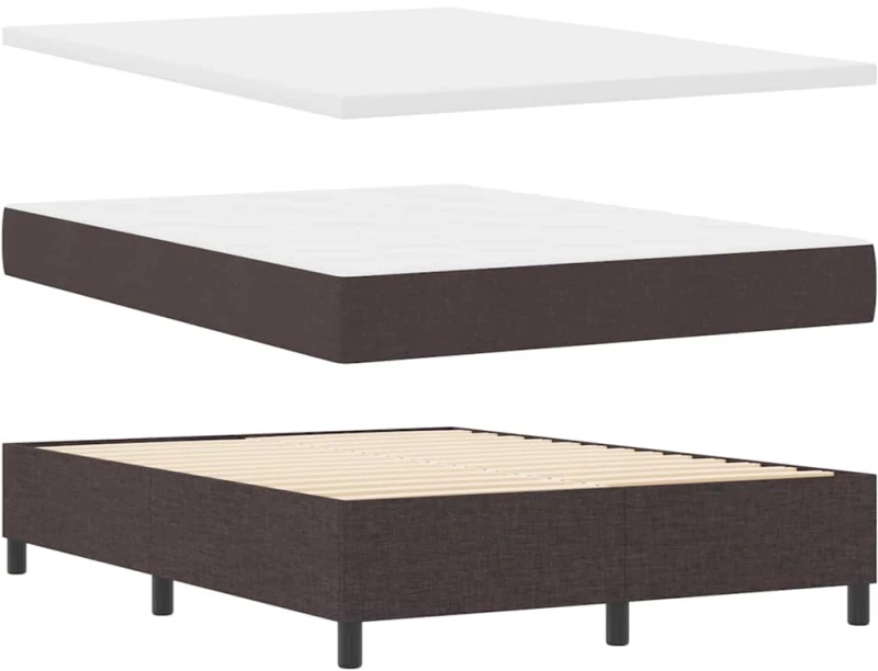 vidaXL Κρεβάτι με ελατήρια και στρώμα & LED καφέ 160x200 cm ύφασμα