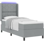 vidaXL Κρεβάτι με Στρώμα & LED Γκρι 90x190 εκ, Υφασμάτινο