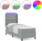 vidaXL Κρεβάτι με Στρώμα & LED Γκρι 90x190 εκ, Υφασμάτινο