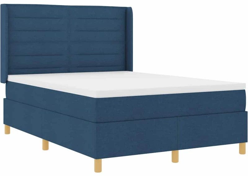 κρεβάτι Box Spring vidaXL με στρώμα & LED Μπλε 140x190 εκ. Ύφασμα