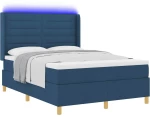 κρεβάτι Box Spring vidaXL με στρώμα & LED Μπλε 140x190 εκ. Ύφασμα