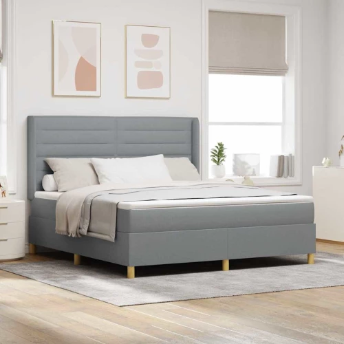 vidaXL Κρεβάτι Box Spring με Στρώμα & Φωτισμό LED Γκρι 180x200 cm Υφασμάτινο