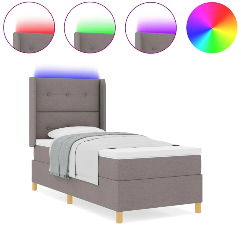 κρεβάτι με στρώμα & LED vidaXL Ταμπά 90x190 εκ. Ύφασμα
