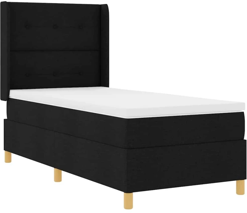 Κρεβάτι Box Spring vidaXL με στρώμα & LED Μαύρο 100x200 εκ. Υφασμάτινο