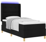 Κρεβάτι Box Spring vidaXL με στρώμα & LED Μαύρο 100x200 εκ. Υφασμάτινο