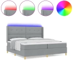 vidaXL Κρεβάτι Box Spring με Στρώμα & LED Φως Γκρι 200x200 εκ. Ύφασμα