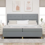 vidaXL Κρεβάτι Box Spring με Στρώμα & LED Φως Γκρι 200x200 εκ. Ύφασμα