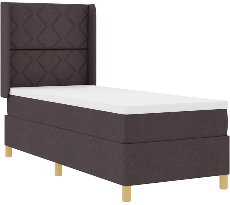 vidaXL Κρεβάτι Box Spring με Στρώμα & LED Καφέ Σκούρο 80x200 εκ. Ύφασμα