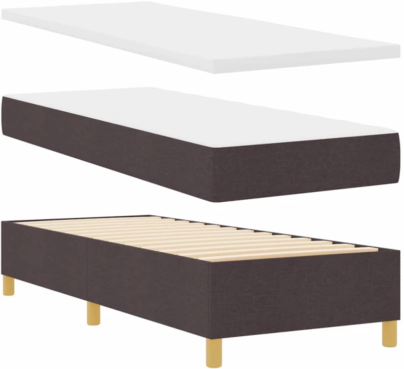 vidaXL Κρεβάτι Box Spring με Στρώμα & LED Καφέ Σκούρο 80x200 εκ. Ύφασμα