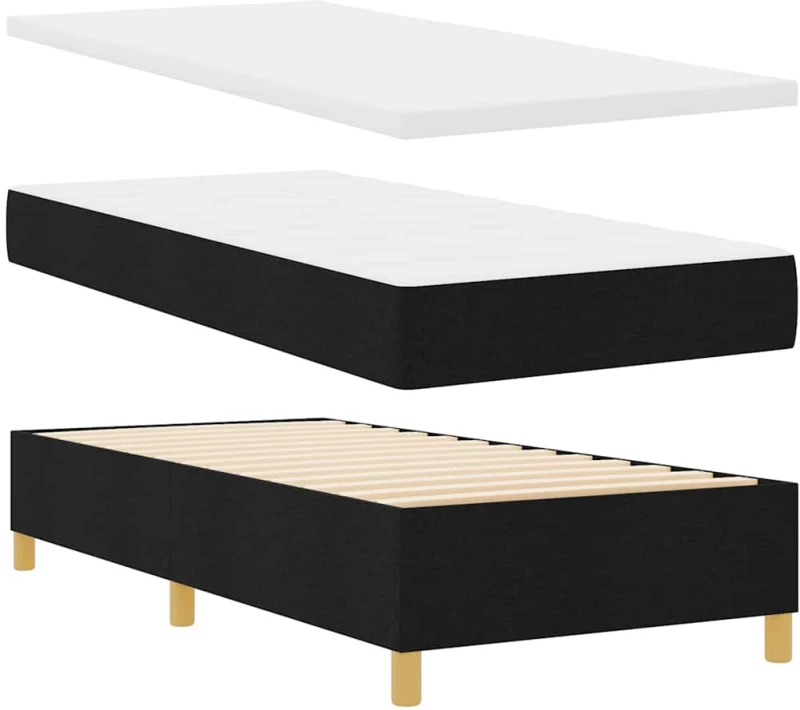 vidaXL Κρεβάτι Box Spring με Στρώμα & LED Μαύρο 100x200 εκ. Υφάσμα