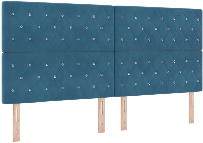 vidaXL Κρεβάτι Box Spring με Στρώμα & LED Σκούρο Μπλε 200x200 εκ Βελούδο