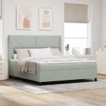 vidaXL Κρεβάτι Box Spring με Στρώμα & LED Ανοιχτό Γκρι 180x200 εκ Βελούδινο