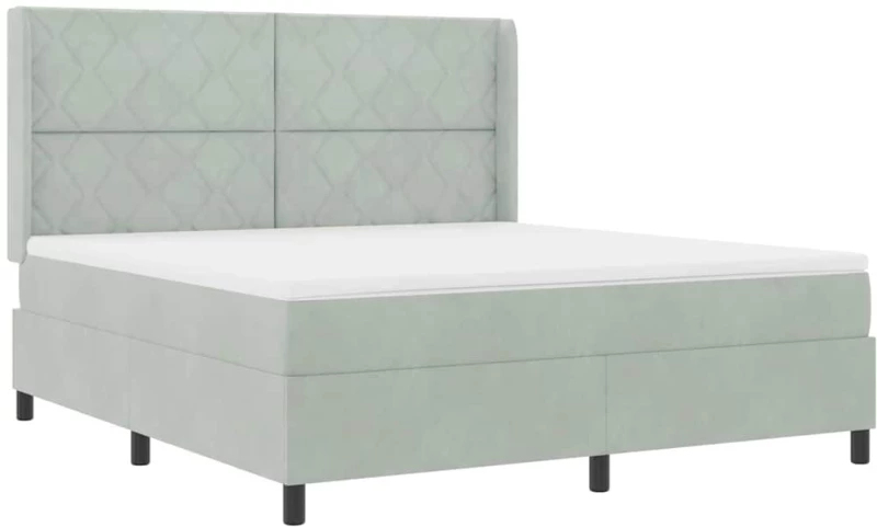 vidaXL Κρεβάτι Box Spring με Στρώμα & LED Ανοιχτό Γκρι 180x200 εκ Βελούδινο