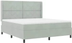 vidaXL Κρεβάτι Box Spring με Στρώμα & LED Ανοιχτό Γκρι 180x200 εκ Βελούδινο
