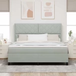 vidaXL Κρεβάτι Box Spring με Στρώμα & LED Ανοιχτό Γκρι 180x200 εκ Βελούδινο