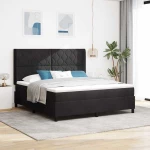 vidaXL Κρεβάτι με Στρώμα & LED Μαύρο 180x200 εκ Βελούδο