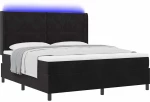 vidaXL Κρεβάτι με Στρώμα & LED Μαύρο 180x200 εκ Βελούδο