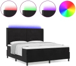 vidaXL Κρεβάτι με Στρώμα & LED Μαύρο 180x200 εκ Βελούδο