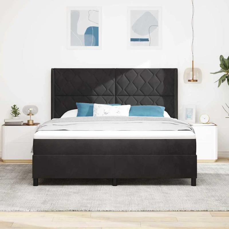 vidaXL Κρεβάτι με Στρώμα & LED Μαύρο 180x200 εκ Βελούδο