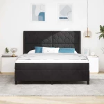vidaXL Κρεβάτι με Στρώμα & LED Μαύρο 180x200 εκ Βελούδο