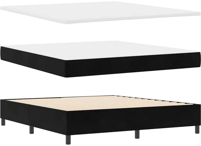 vidaXL Κρεβάτι με Στρώμα & LED Μαύρο 180x200 εκ Βελούδο
