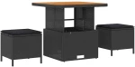 vidaXL Σετ Κήπου 8 Τεμαχίων με Μαξιλάρια Μαύρο Πολυ Ράττον