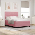 vidaXL Κρεβάτι Box Spring με Στρώμα Ροζ 140x190 εκ Βελούδινο