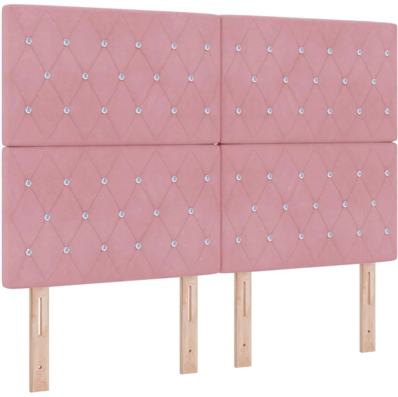 vidaXL Κρεβάτι Box Spring με Στρώμα Ροζ 140x190 εκ Βελούδινο
