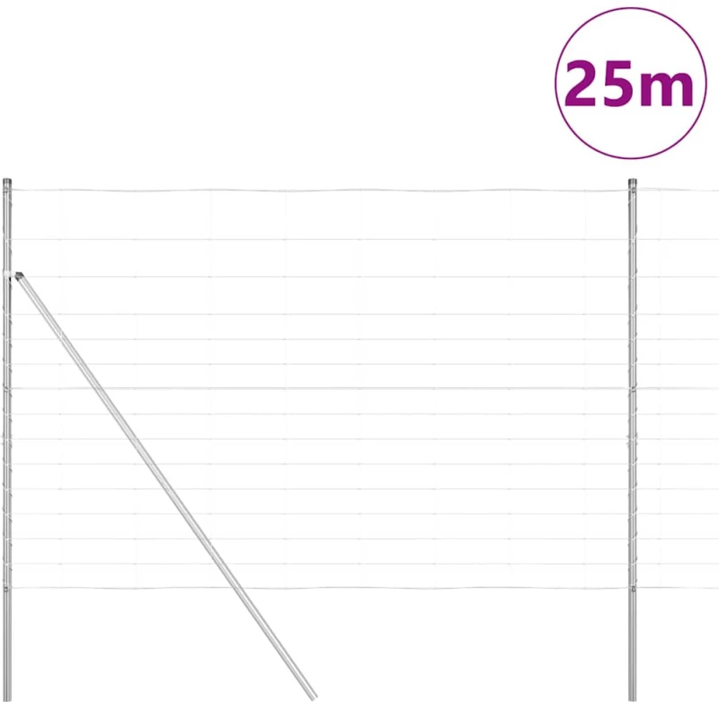 vidaXL Περίφραξη Πεδιάδας 1.6x25 μ Γαλβανισμένο Ατσάλι