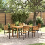 vidaXL Σετ Τραπεζαρίας Κήπου 7 pcs Μαύρο 150 x 90 x 74 cm