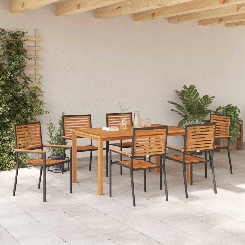 vidaXL Σετ Τραπεζαρίας Κήπου 7 pcs Μαύρο 150 x 90 x 74 cm