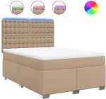 vidaXL Κρεβάτι Boxspring με Στρώμα Καπουτσίνο 160x200εκ.από Συνθ.Δέρμα
