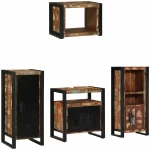 vidaXL Σετ Επίπλων Μπάνιου 4 pcs Πολύχρωμο Στερεό ανακτημένο ξύλο