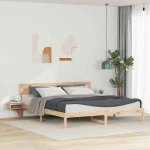 vidaXL Σκελετός Κρεβατιού Καφέ 200 x 200 cm Μασίφ ξύλο πεύκου