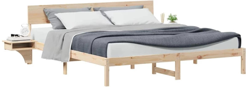 vidaXL Σκελετός Κρεβατιού Καφέ 200 x 200 cm Μασίφ ξύλο πεύκου