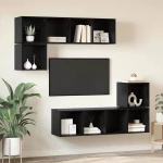 vidaXL Σετ επίπλου τηλεόρασης 4 pcs Μαύρη δρυς 37 x 37 x 142.5 εκ