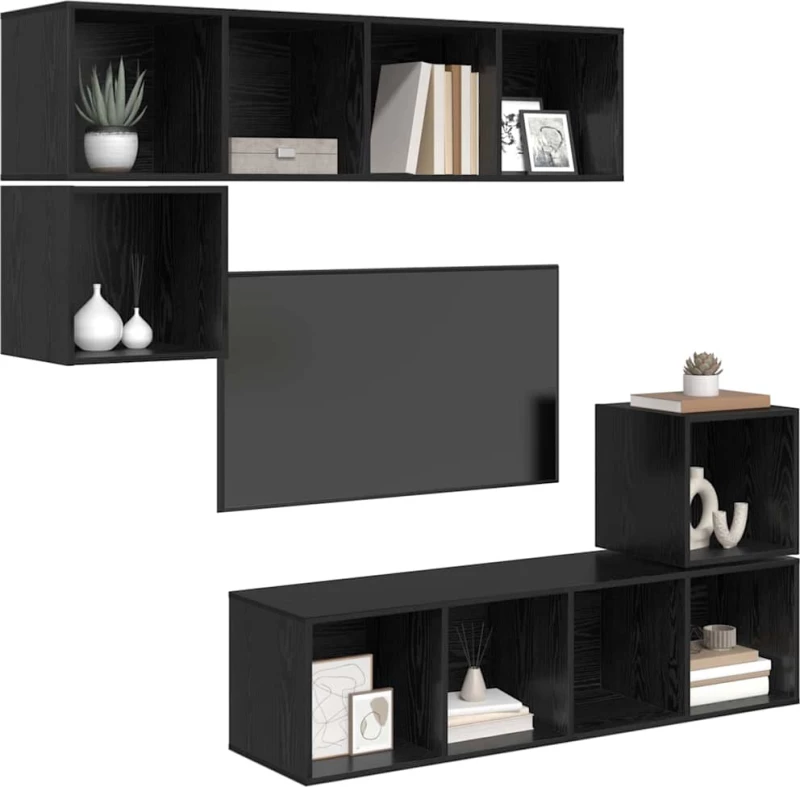 vidaXL Σετ επίπλου τηλεόρασης 4 pcs Μαύρη δρυς 37 x 37 x 142.5 εκ